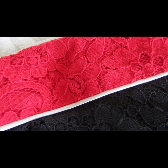 NWOT Black And Red Lace Bomber Jacket - Picture 3 of 6